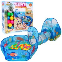 3in1-Spielplatz für Kinder 3+ Zelt mit Tunnel + Trockenbecken + Bälle + Basketball