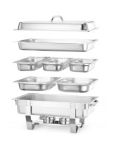 Hendi Chafing Dish Set mit 2xGN1/2 und 3xGN1/3 aus Edelstahl